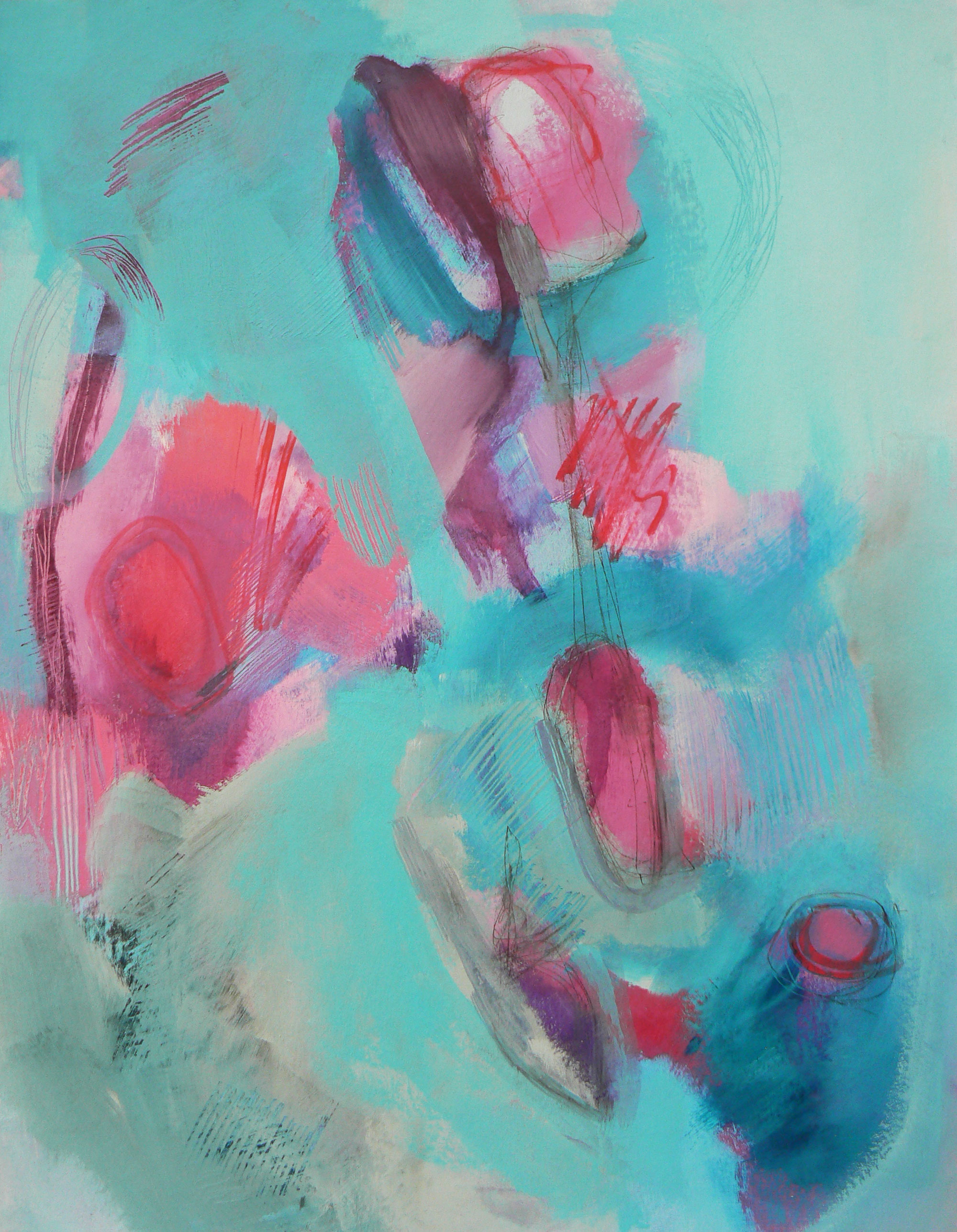 The pink camellia - original abstract painting