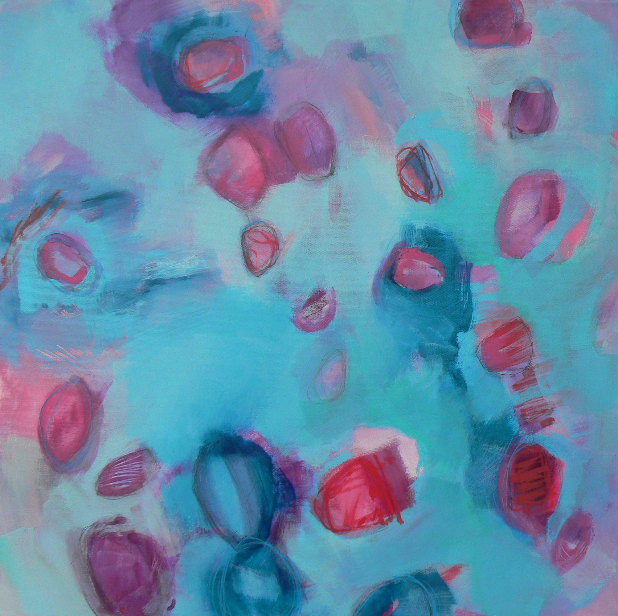 cherry blossom rain - original abstract painting on canvas