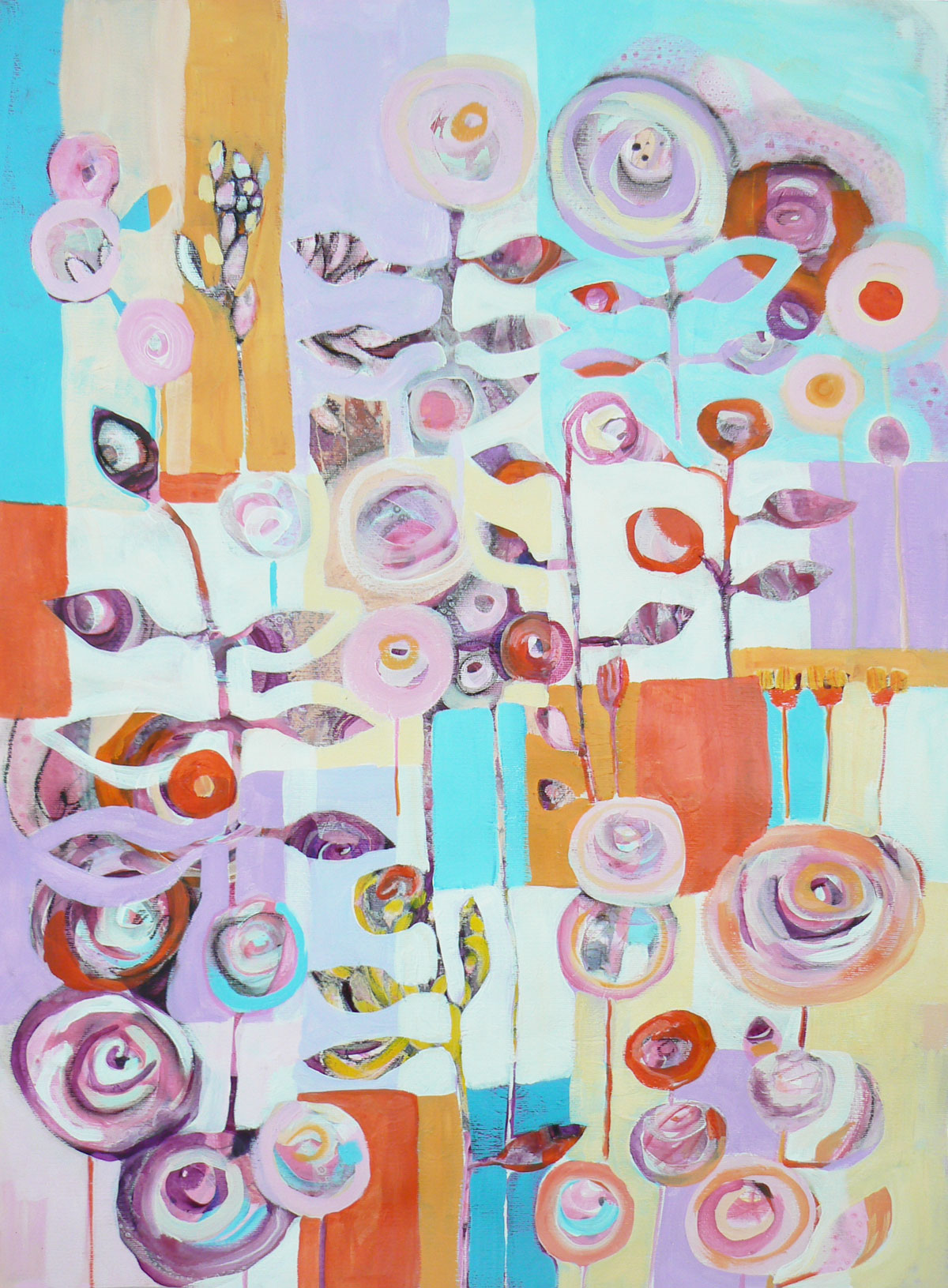 Patchwork garden (2016) Acrylic painting by Carolynne Coulson