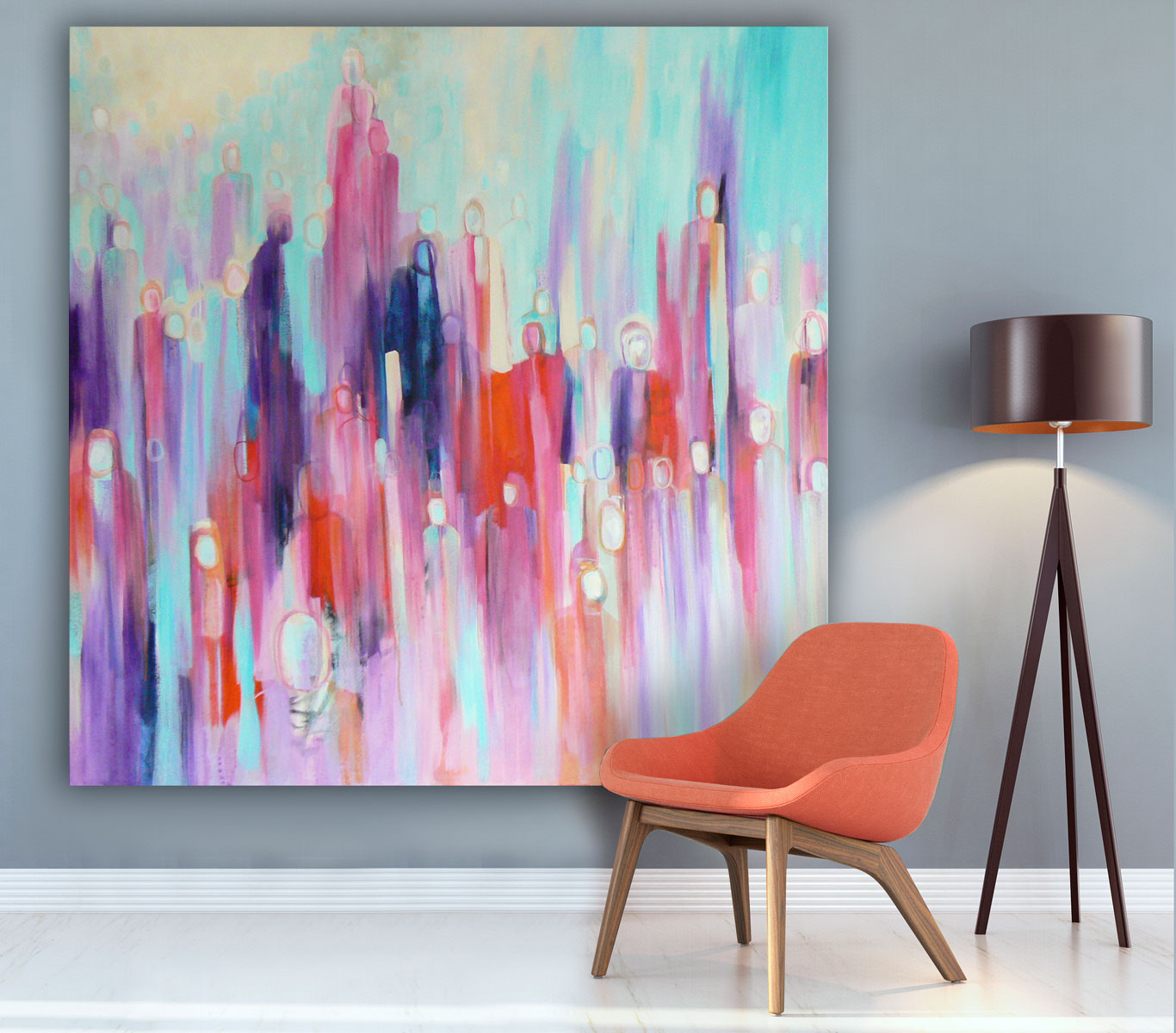 Rush Hour (132 x 132 cm - ready to hang - large colourful abstract) (2016) Edit Acrylic painting by Carolynne Coulso