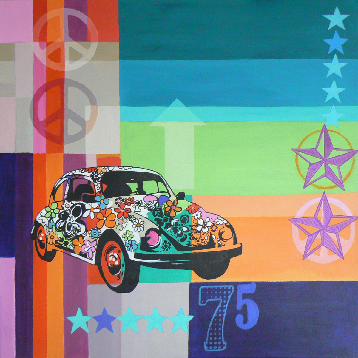 Flower power - ( Peace, Love, a VW Beetle and the psychedelic 70's )